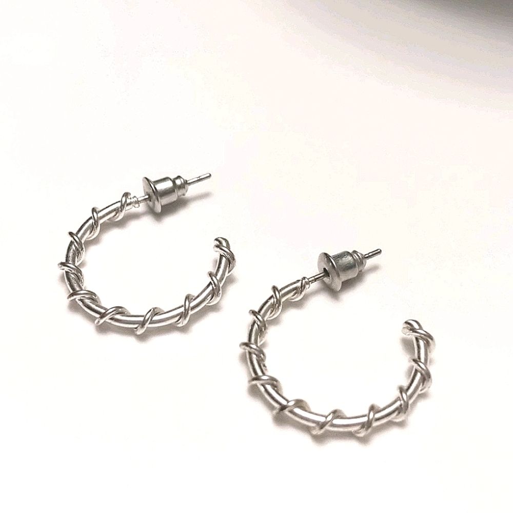 Park Lane Silver Twist Hoop Earrings
